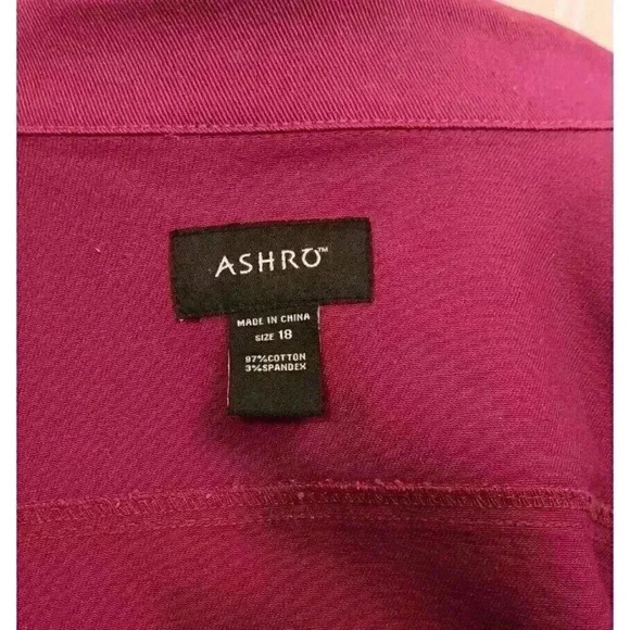 Vintage Ashro Jacket Womens 18 Deep Purple Denim Gold Studded Button Front - Picture 6 of 6